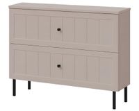 3xE living Meuble de salle de bain, modèle autoportant, 80 cm de large, façades plaquées (19 mm), combinaison de finition "Kaschmir" et lisse, poignées fraisées, pieds ronds (15 cm), dimensions : 80 x 46 x 73,6 cm