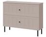 3xE living Meuble de salle de bain, modèle autoportant, 80 cm de large, façades plaquées (19 mm), combinaison de finition "Kaschmir" et lisse, poignées fraisées, pieds ronds (15 cm), dimensions : 80 x 46 x 73,6 cm