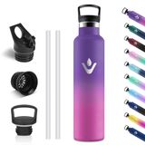 Motswedi Thermosfles 1000 ml, Roestvrijstalen Waterfles, BPA-Vrij, Thermofles, 304 RVS, Dubbelwandige, 18/8 Roestvrij Staal, Lekvrij, Waterfles voor Sport, Camping, kantoor, Donkerpaars & Rosérood