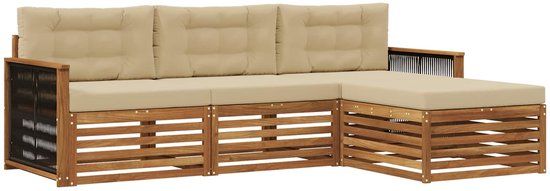 vidaXL - Buiten - bank - set - 4 - st - Natuurlijk - en - Beige