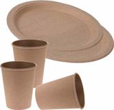 Merkloos / Sans marque Excellent Houseware Tafeldekken set 30x duurzame gerecyclede papieren bekers en bordjes - 100% Biologisch/compleet composteerbaar