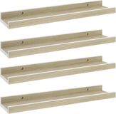 vidaXL Wandschappen 4 st 40x9x3 cm wit en sonoma eikenkleurig