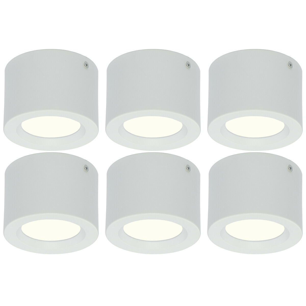 BES LED LED Downlight 6 Pack - Opbouw Rond Hoog 5W - Natuurlijk Wit 4200K - Mat Wit Aluminium - Ã˜105mm