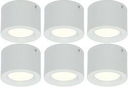 BES LED LED Downlight 6 Pack - Opbouw Rond Hoog 5W - Natuurlijk Wit 4200K - Mat Wit Aluminium - Ã˜105mm