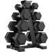 Set d'haltères hexagonaux avec support et poignée antidérapante, 2x2kg, 2x5kg, 2x8kg, 2x10kg, noir