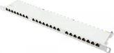 Good Connections® Patchpaneel/patchveld - 19" - Servermontage/rackinbouw - Cat. 6, 500 MHz - geschikt voor GigABIT - 24-poorts - 0,5 HE - STP afgeschermd - openen zonder gereedschap - lichtgrijs