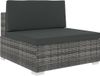 vidaXL Middenbank met kussens poly rattan grijs