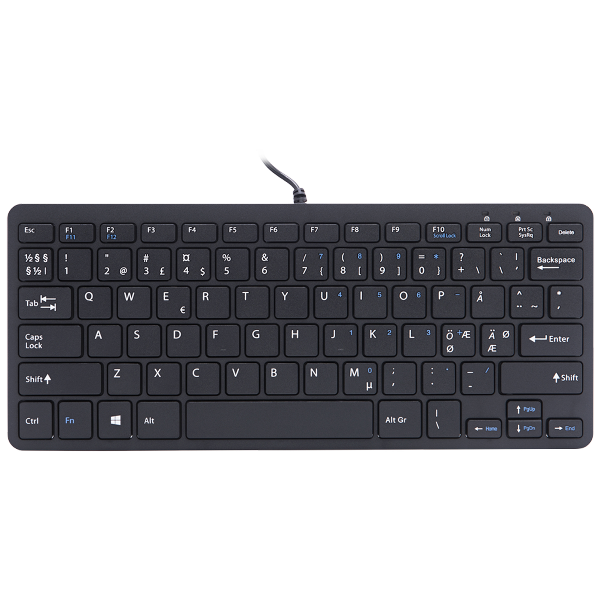 R-Go Tools R-Go Compact Toetsenbord, QWERTY (NORDIC), zwart, bedraad