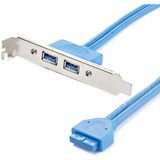 StarTech.com 2-poorts USB 3.0 A-aansluiting slotplaat - USB 3-pins header slotplaat console