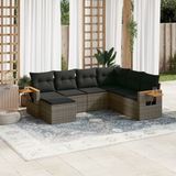 Maison Exclusive - Ensemble de jardin, 7 pièces, avec coussins, gris, en polyrotin