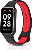 Strap-it Siliconen sport Activity tracker bandje - Geschikt voor Xiaomi Redmi Smart Band 2 / Xiaomi Smart Band 8 Active - zwart/rood