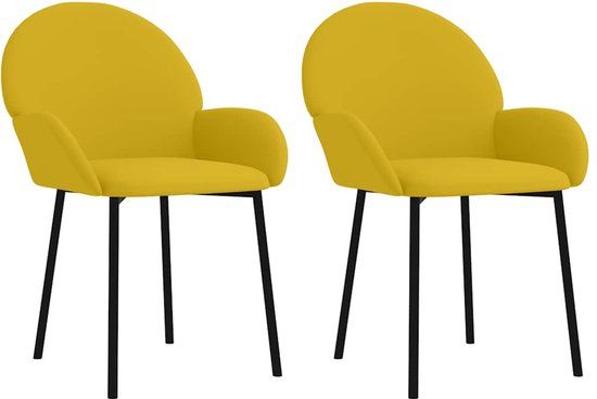 vidaXL Eetkamerstoelen 2 stuks fluweel geel