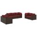 vidaXL 7-delige Loungeset met Kussens Poly Rattan Bruin