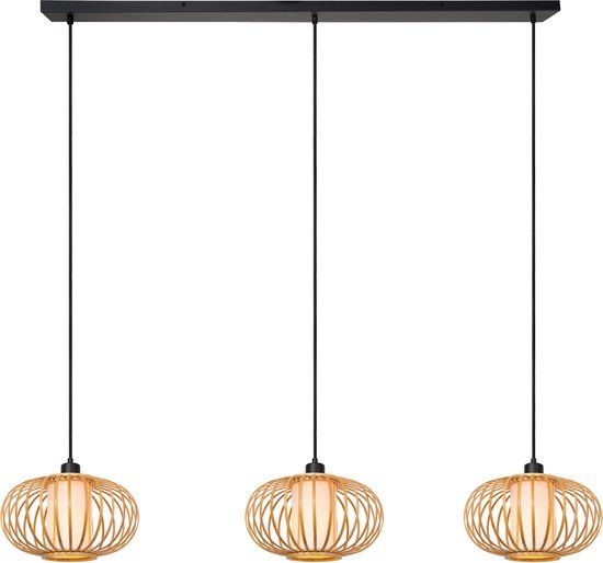 Lucide THULINE - Hanglamp - 3xE27 - Lichte houtlook | Essential