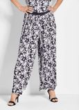 Goldner Plissé-culotte Bloemenprint, VERA-broek, Maat 40, Polyester/Elastaan, Marine/Wit/Gebloemd