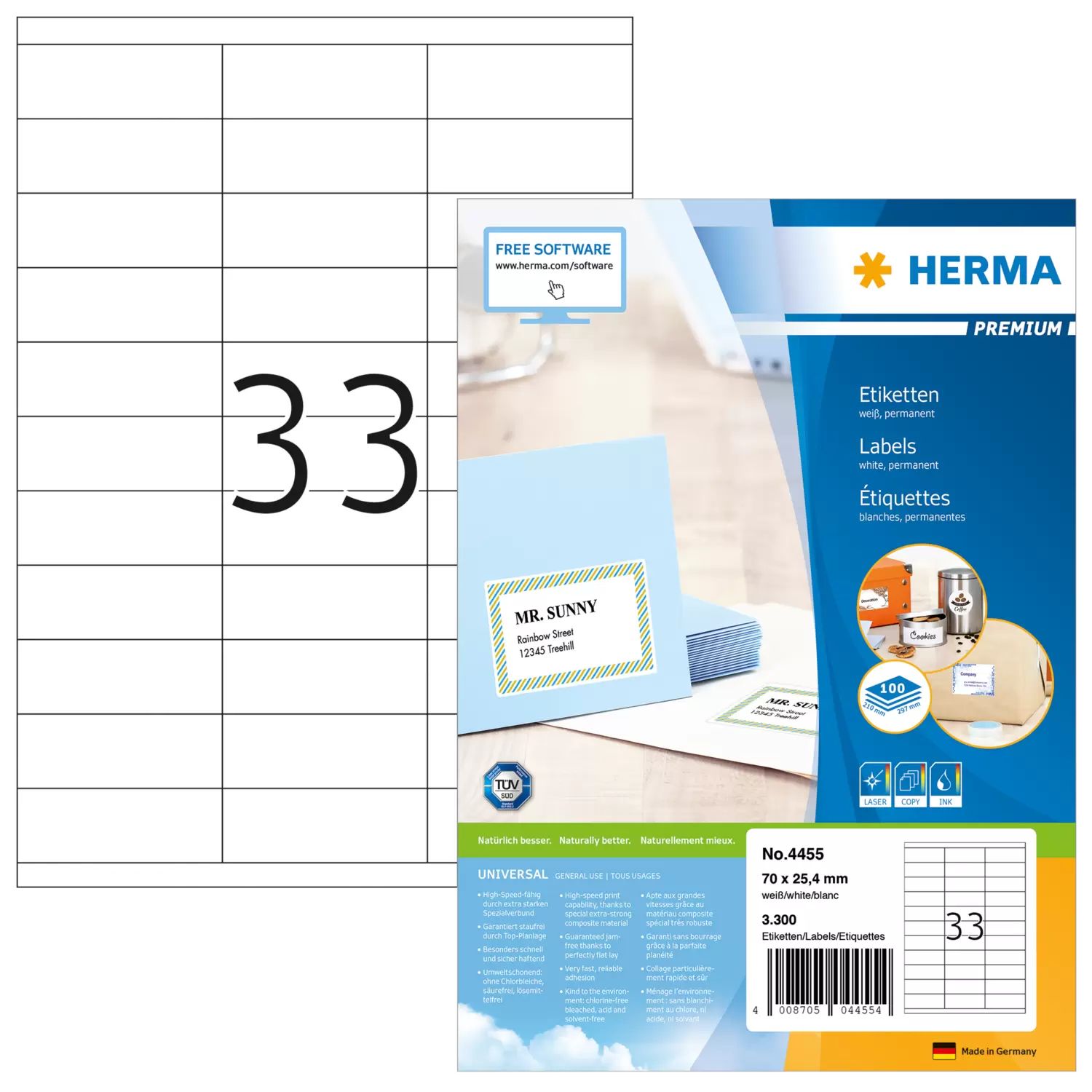 HERMA 4455 - Printeretiketten - wit
