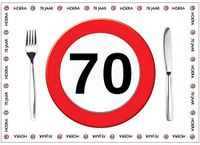 Bellatio Decorations Placemat 70 jaar - 10 stuks - 42 x 30 cm - Papier - Multi
