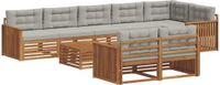 vidaXL - Hoek loungeset - 8 zitplaatsen - Acacia hout - Naturel en lichtgrijs