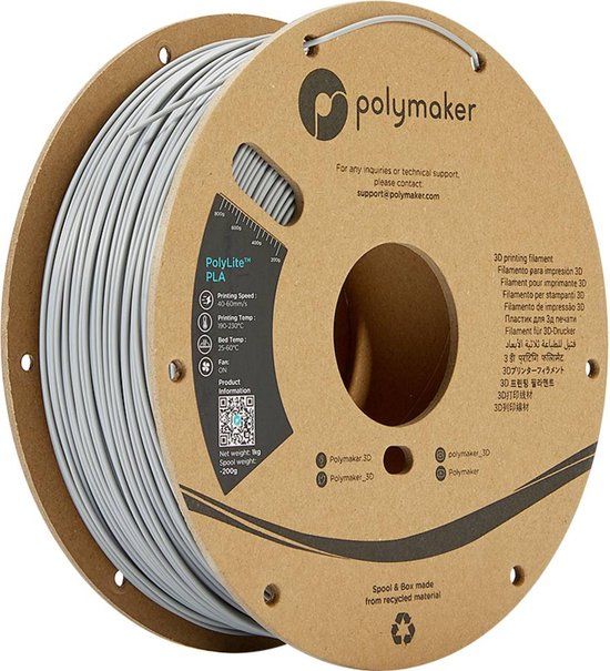 Polymaker PA02003 PolyLite Filament PLA kunststof 1.75 mm 1000 g Grijs 1 stuk(s)