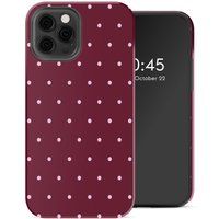 Selencia Vivid Backcover voor de Apple iPhone 12 (Pro) - Happy Dots Burgundy