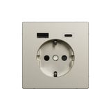 Merten System Design Schuko stopcontact met twee USB-uitgangen, MEG2367-6034, antraciet