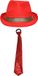 Merkloos Carnaval verkleedset Classic - hoed en stropdas - rood - heren/dames