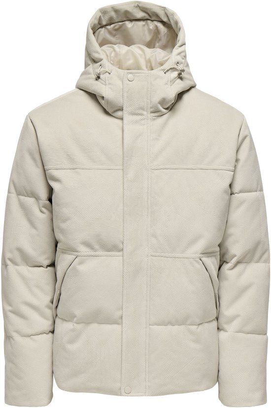 ONLY & SONS ONSJETT STRUC PUFFER JACKET OTW Heren Puffer Jas - Grijs - Maat S