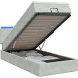 Maison Exclusive Lit Ottoman exclusif, avec matelas et éclairage LED, gris clair, 90 x 200 cm, revêtement en velours