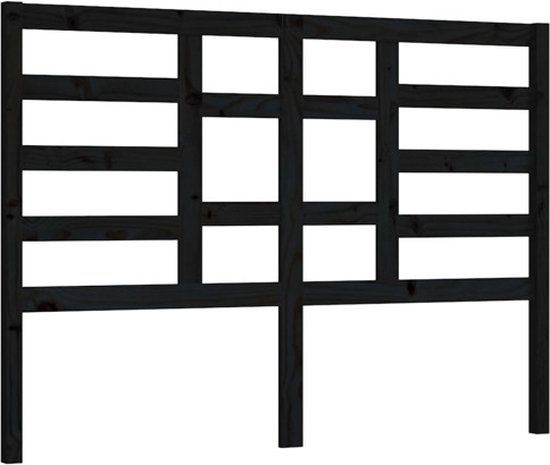 vidaXL Hoofdbord 126x4x104 cm massief grenenhout zwart