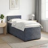 vidaXL Boxspringbed met matras, donkergrijs, 90 x 190 cm, fluweel