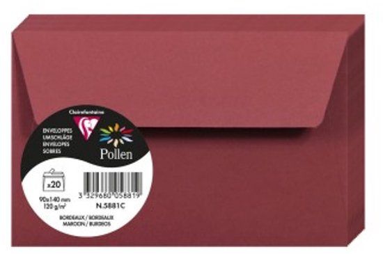 Clairefontaine Stuifmeel van Clairefontaine enveloppe 90x140 mm, bordeaux