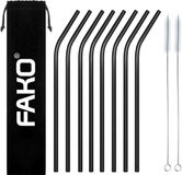 Fako Bijoux RVS Rietjes - 8 Stuks - Gebogen - 21 cm - Zwart