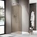 Fortifura Galeria Inloopdouche - 90x200cm - afgeronde glaswand - rook glas - wandarm - PVD - geborsteld RVS