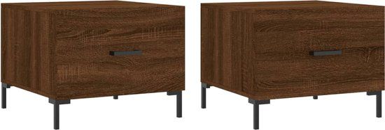 vidaXL Salontafels - Set van 2 - 50x50x40 cm - Bewerkt hout - Bruin eikenkleur