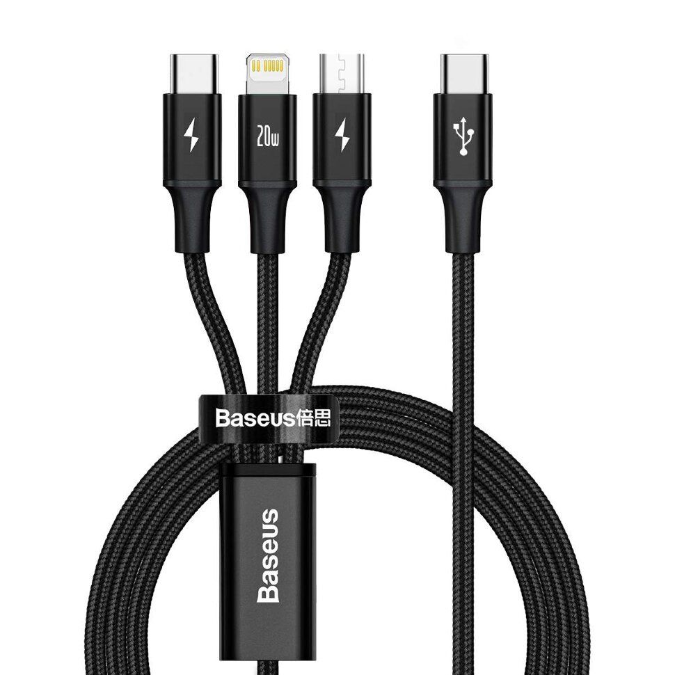 BASEUS Rapid 3-in-1 - USB-kabel - 1,5 m - Zwart
