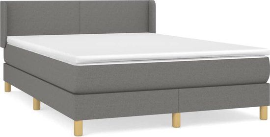 vidaXL Boxspring met matras - stof - donkergrijs - 140x190 cm
