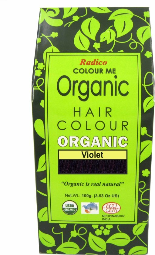 Radico COLOUR ME ORGANIC Violet 100% Natuurlijke BIO Organic 9-Kruiden o.a. Henna Haarverf 0% PPD PTD Ammonia Peroxide etc