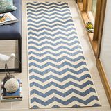 Safavieh Chevron Stripe Tapijt voor binnen en buiten, CY6244, 62 x 240 cm, blauw/beige