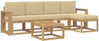 vidaXL - Acacia Hout Bank Loungeset - 5 Zitplekken - Wit en Beige