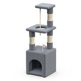 VOUNOT Kattenboom Klein, Kattenboom voor Katten, Stabiele Krabpaal met Platform, Grot, Sisal Stammen, Hoogte 88 cm, Grijs