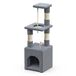 VOUNOT Kattenboom Klein, Kattenboom voor Katten, Stabiele Krabpaal met Platform, Grot, Sisal Stammen, Hoogte 88 cm, Grijs
