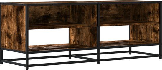 vidaXL Tv-meubel 120,5x40x46 cm bewerkt hout metaal gerookt eikenkleur