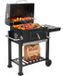 Springos Barbecue à charbon - Sur roues - BBQ - Bac de récupération des cendres - Thermomètre - Plastique - Inox - Noir