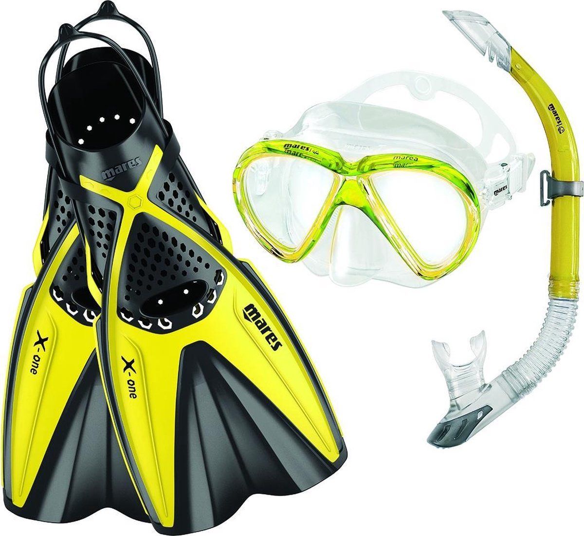 Mares Snorkelset - geel/zwart Maat M/L