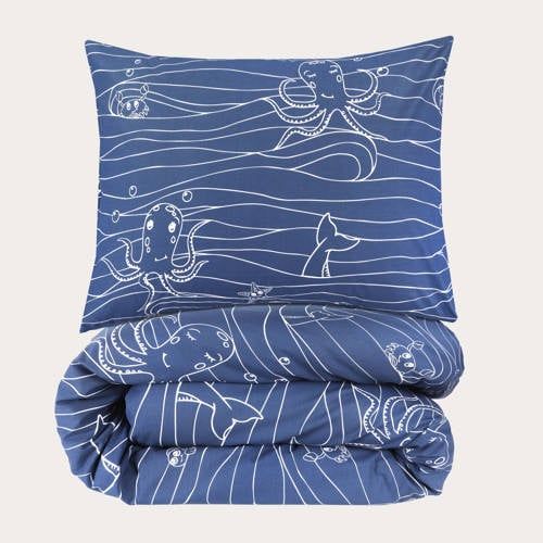 NOUS Kids katoenen dekbedovertrek kinderbed (120x150 cm) Blauw Dierenprint