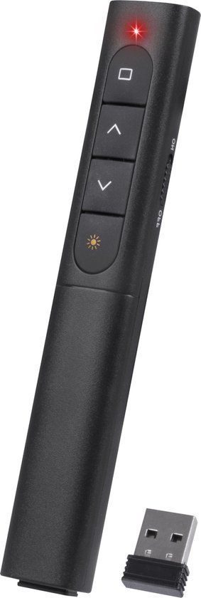 Nuvance Presentatie Klikker - Draadloze Presenter met Laser Pointer - USB - Zwart