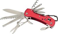Inspirion Gmbh Zakmes met 12 functies - RVS - multitool - rood - 9.5 cm