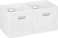 Merkloos Relaxdays Opbergbox, set van 2, opvouwbaar, zonder deksel, vierkant, 30 x 30 x 30 cm, wit