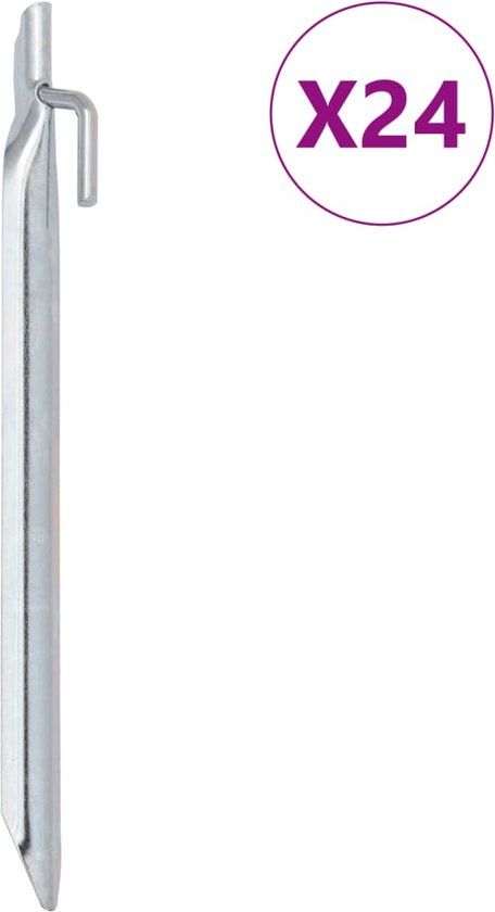vidaXL Tentharingen - 24 stuks - V-vormig - Ø20 mm - 24 cm - Gegalvaniseerd staal