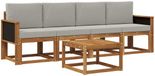 vidaXL - Acacia Houten Loungeset Bank 4-Zits Naturel en Lichtgrijs